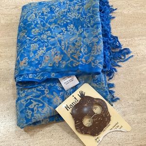 Beach summer Hawaiian dress  blue SARONG HAND KREATION WITH A CLIP 45” by 62”